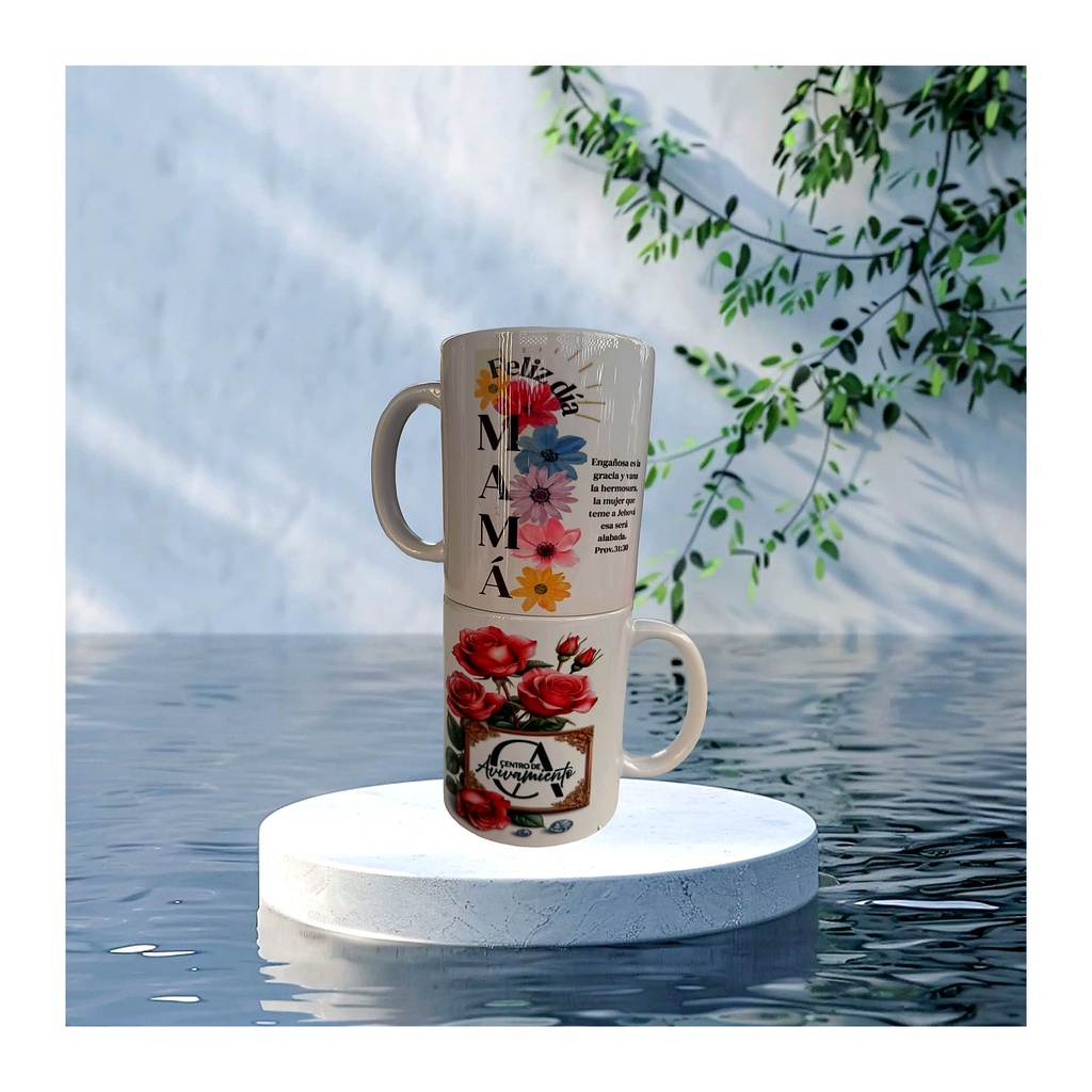 Taza Personalizada para Mama con Diseno Floral