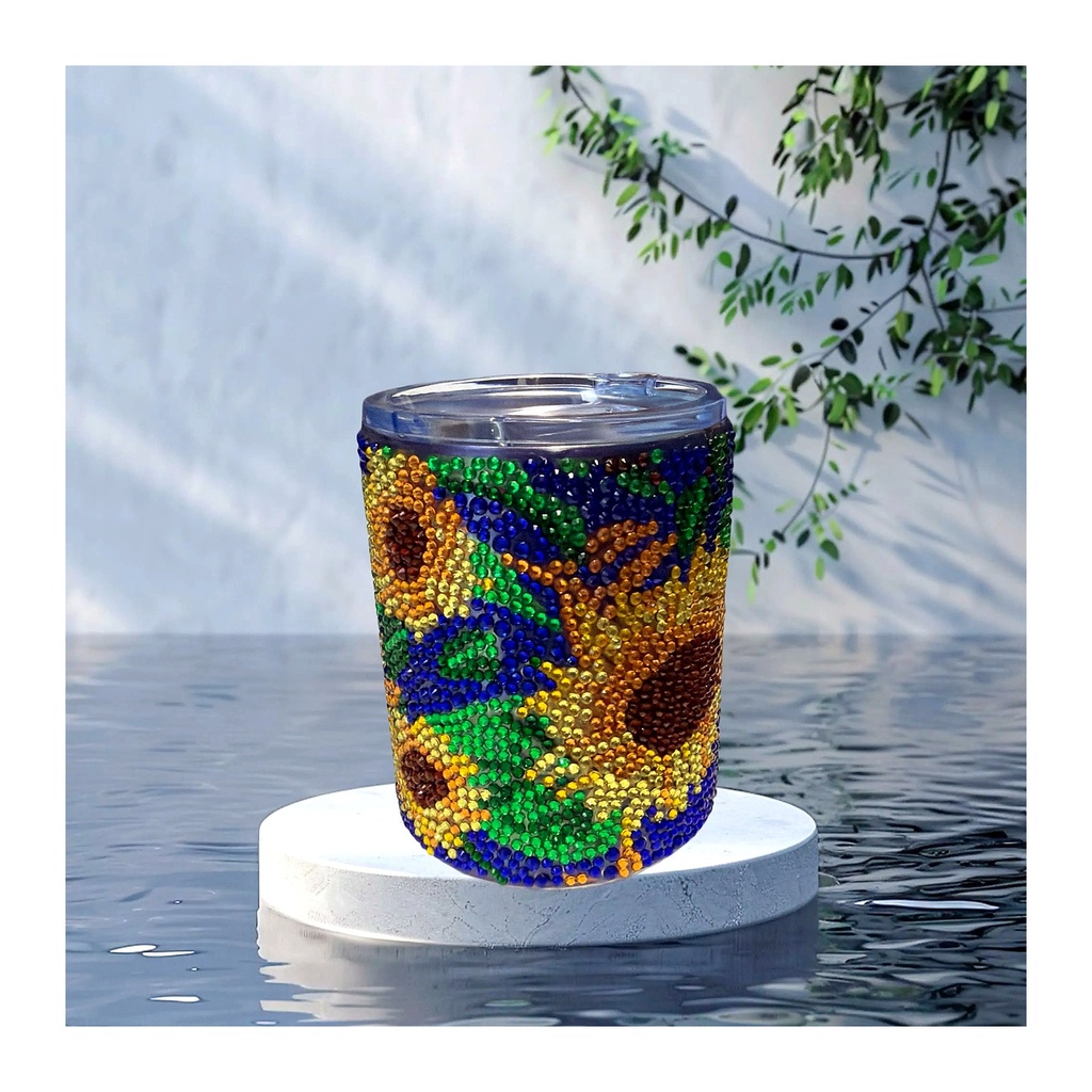 Vaso Decorado con Pedreria Multicolor