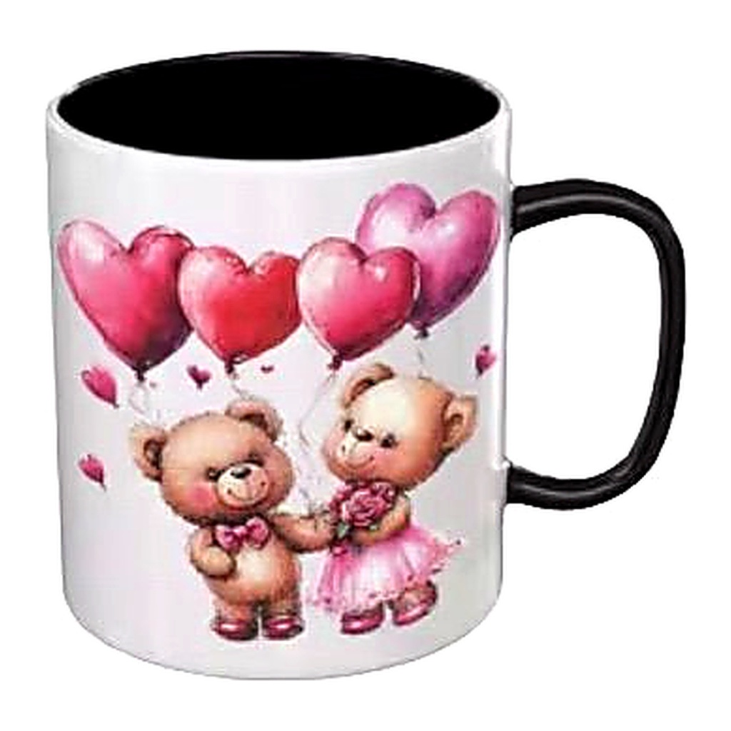 Taza con Ositos y Globos de Corazon